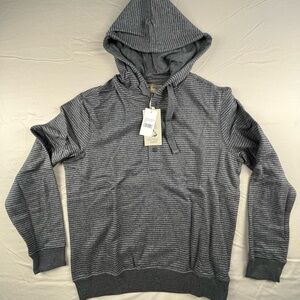 JACHS New York Pullover Hoodie Mens Medium Dark Grey Recycled Fleece Striped